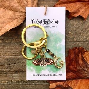 Brown Moth Citrine Crystal Keychain